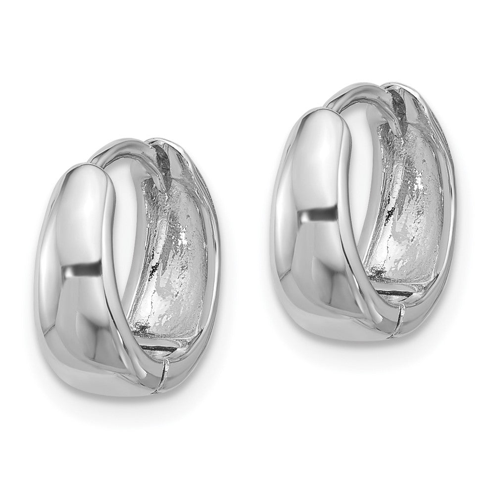 QE16970 Sterling Silver Rhodium-plated 12x5mm Huggie Hoop Earrings