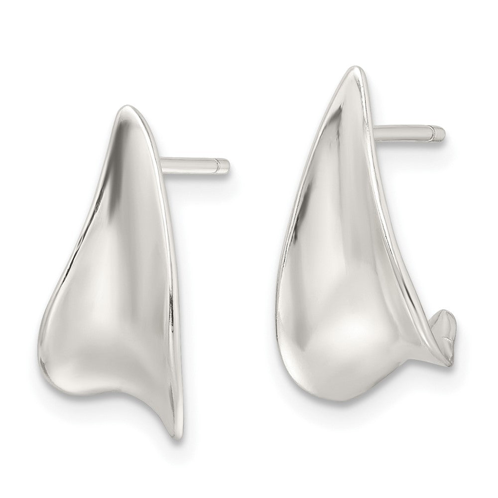 QE16981 Sterling Silver E-Coating Polished Fancy J Hoop Earrings