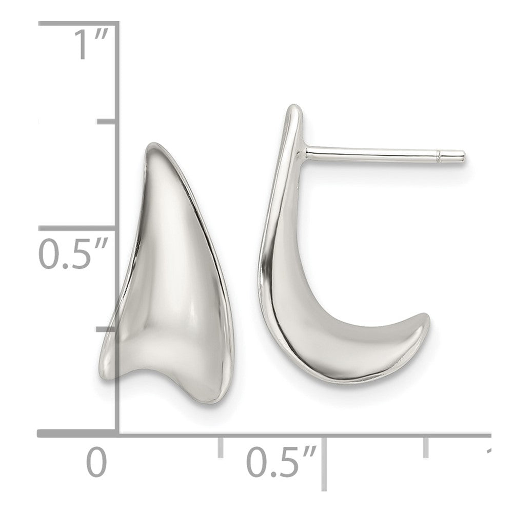 QE16981 Sterling Silver E-Coating Polished Fancy J Hoop Earrings