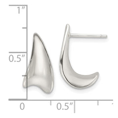 QE16981 Sterling Silver E-Coating Polished Fancy J Hoop Earrings