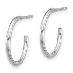 QE16983 Sterling Silver Rhodium-plated Polished Hollow Tube C-Hoop Earrings