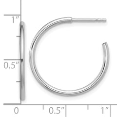 QE16984 Sterling Silver Rhodium-plated Polished Hollow Tube C-Hoop Earrings