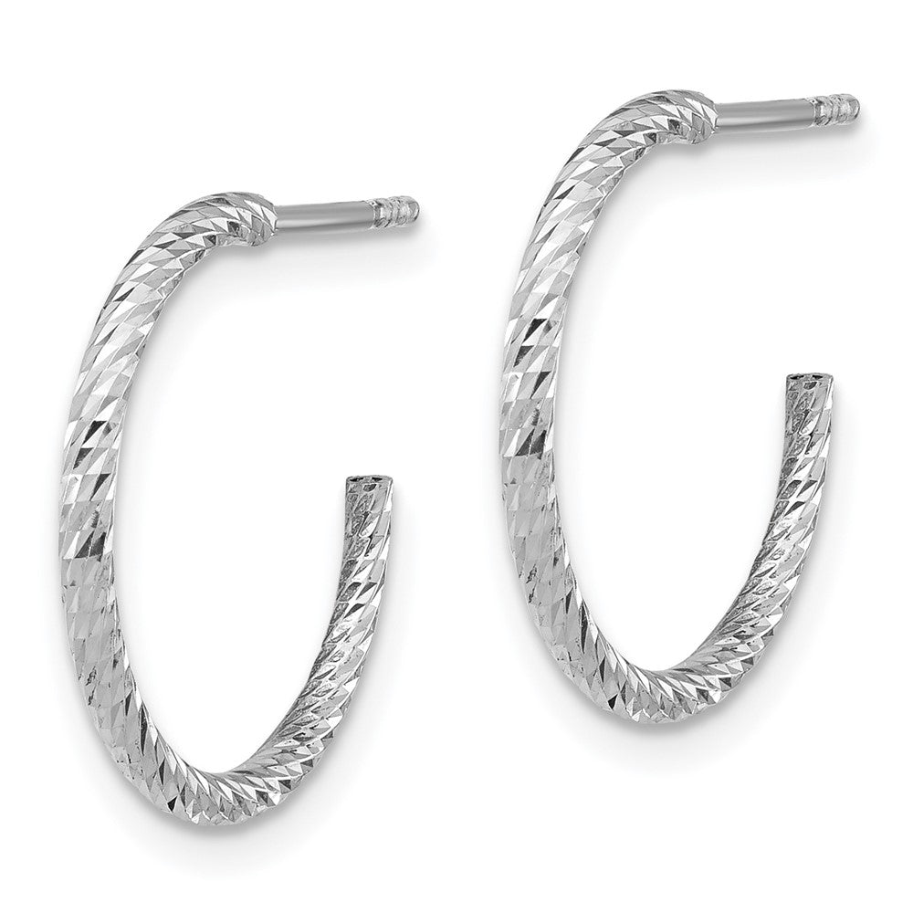 QE16991 Sterling Silver Rhodium-plated D/C Hollow Tube C-Hoop Earrings