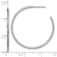 QE16993 Sterling Silver Rhodium-plated D/C Hollow Tube C-Hoop Earrings