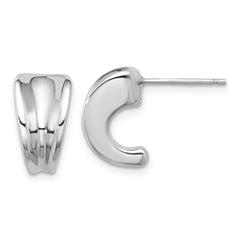 QE16997 Sterling Silver Rhodium-plated Polished Graduating J-Hoop Post Earrings