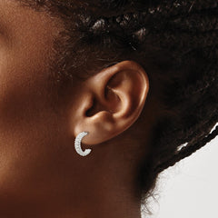 QE17001 Sterling Silver E-coated Beaded C-Hoop Earrings