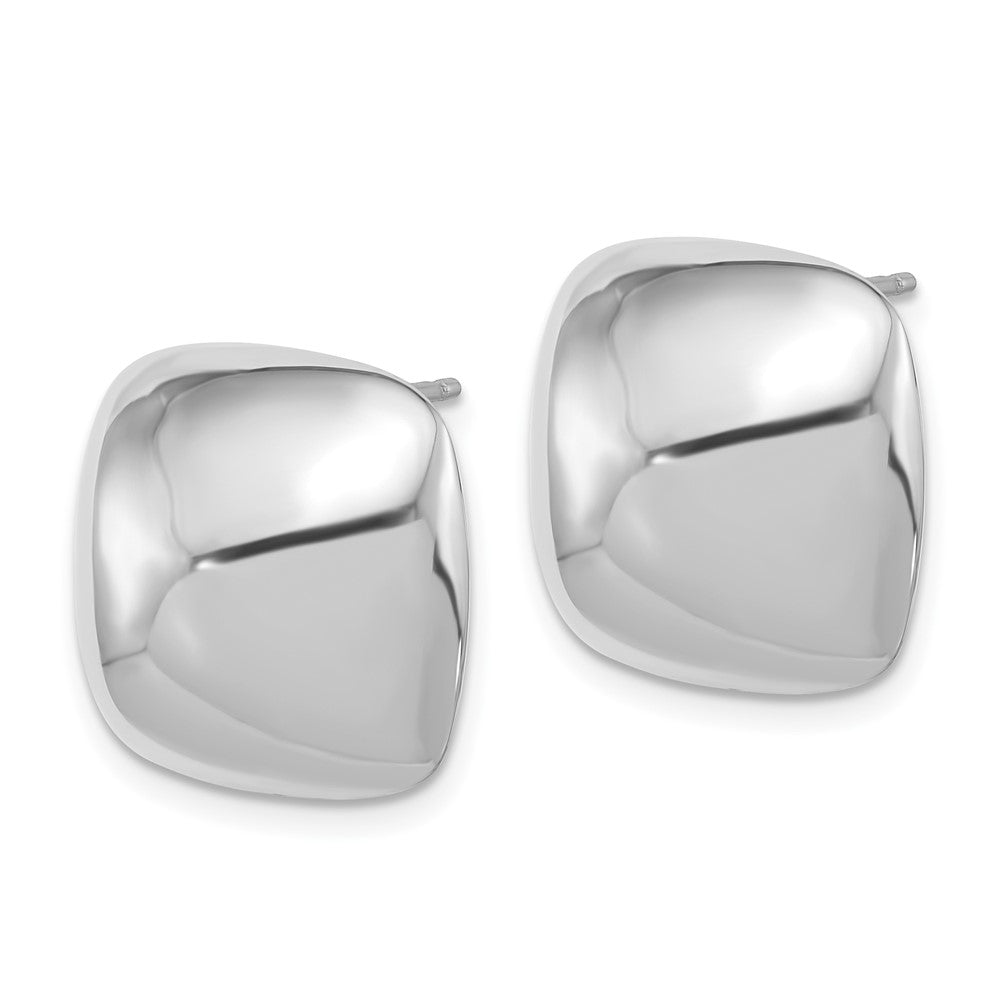 QE17023 Sterling Silver Rhodium-plated Polished Square Post Earrings
