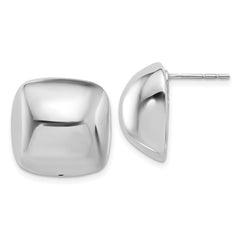 QE17023 Sterling Silver Rhodium-plated Polished Square Post Earrings