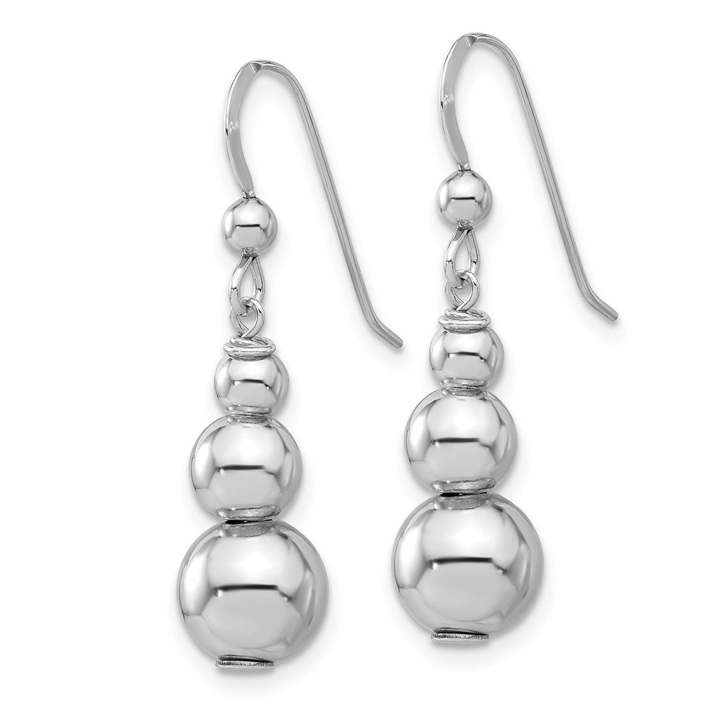 QE17028 Sterling Silver Rhodium-plated Graduated Beads Dangle Earrings