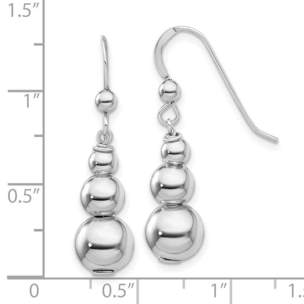 QE17028 Sterling Silver Rhodium-plated Graduated Beads Dangle Earrings
