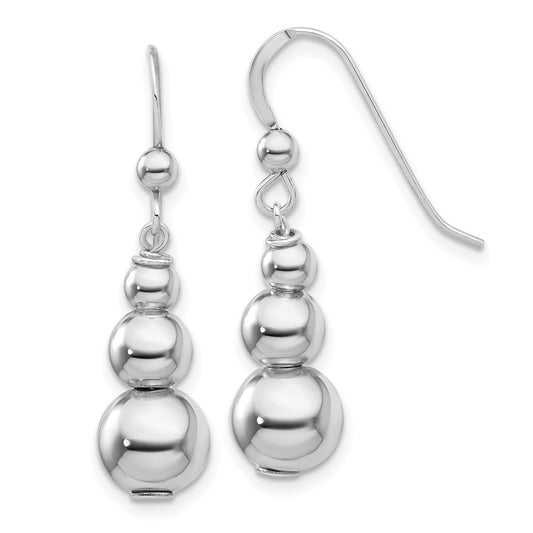 QE17028 Sterling Silver Rhodium-plated Graduated Beads Dangle Earrings