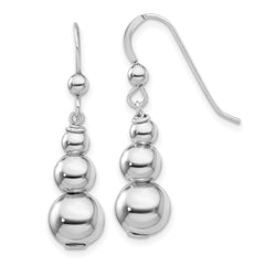 QE17028 Sterling Silver Rhodium-plated Graduated Beads Dangle Earrings