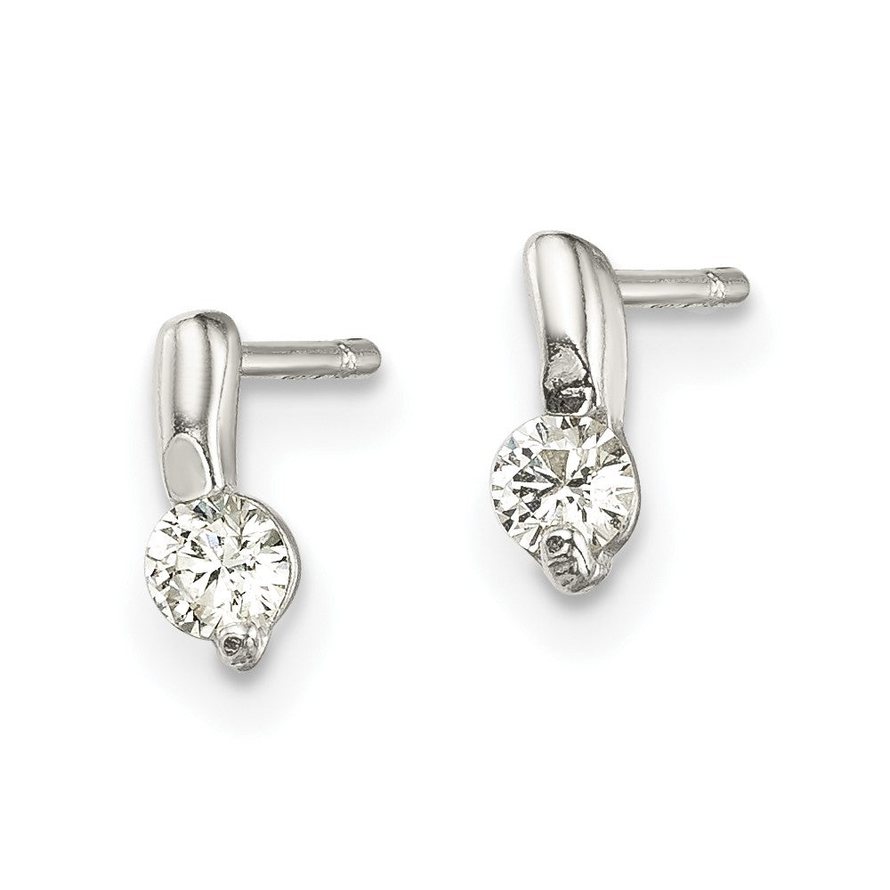 QE1703 Sterling Silver Polished CZ Post Earrings