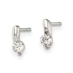 QE1703 Sterling Silver Polished CZ Post Earrings