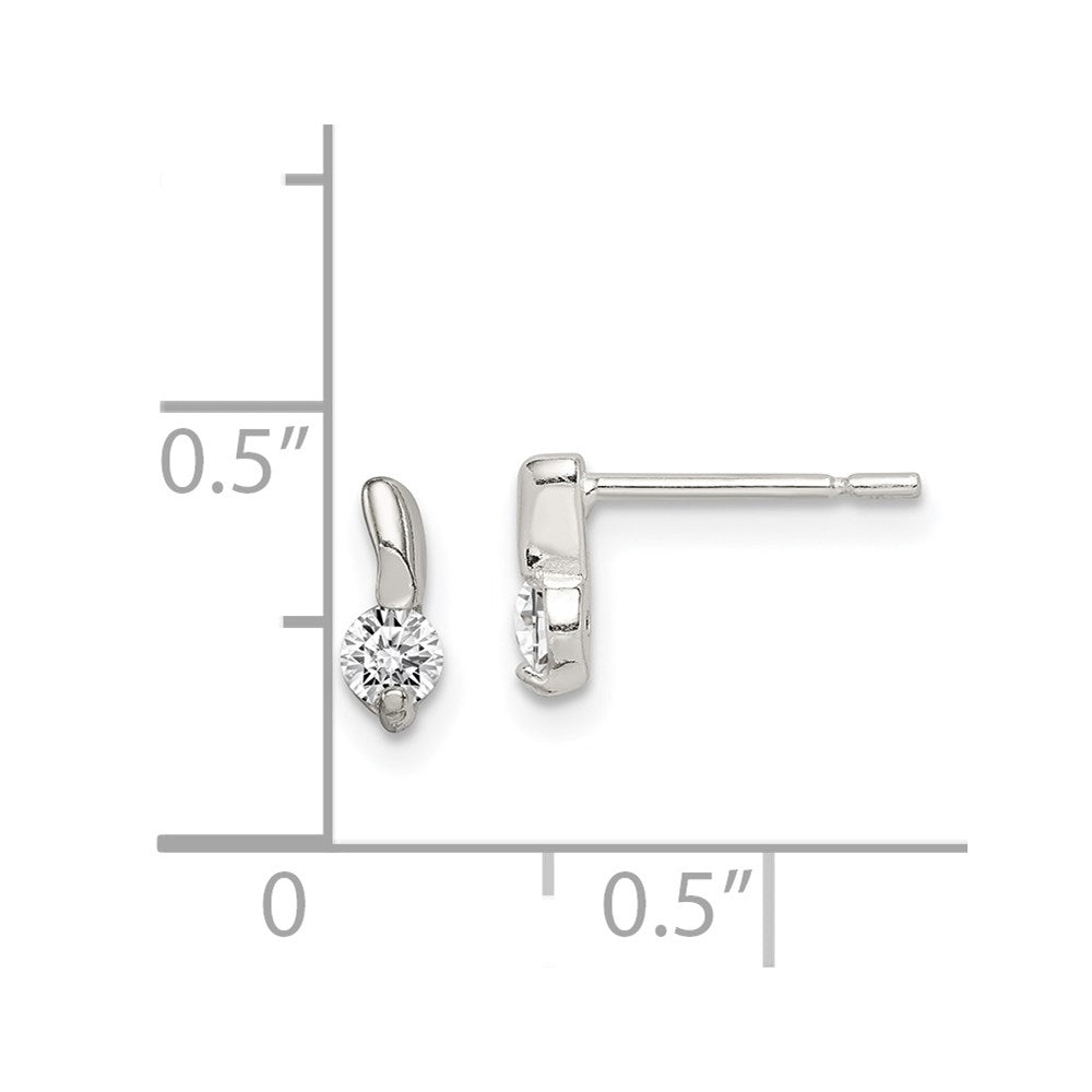 QE1703 Sterling Silver Polished CZ Post Earrings