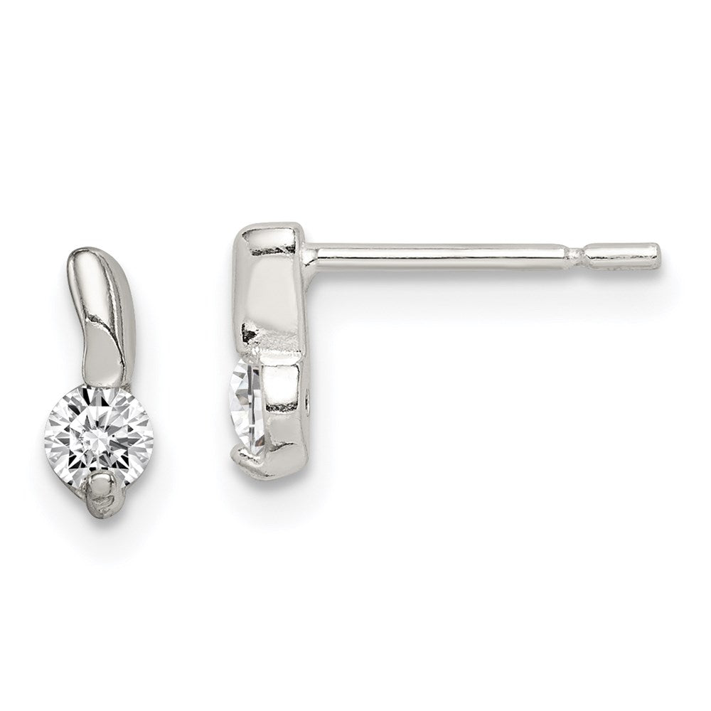 QE1703 Sterling Silver Polished CZ Post Earrings