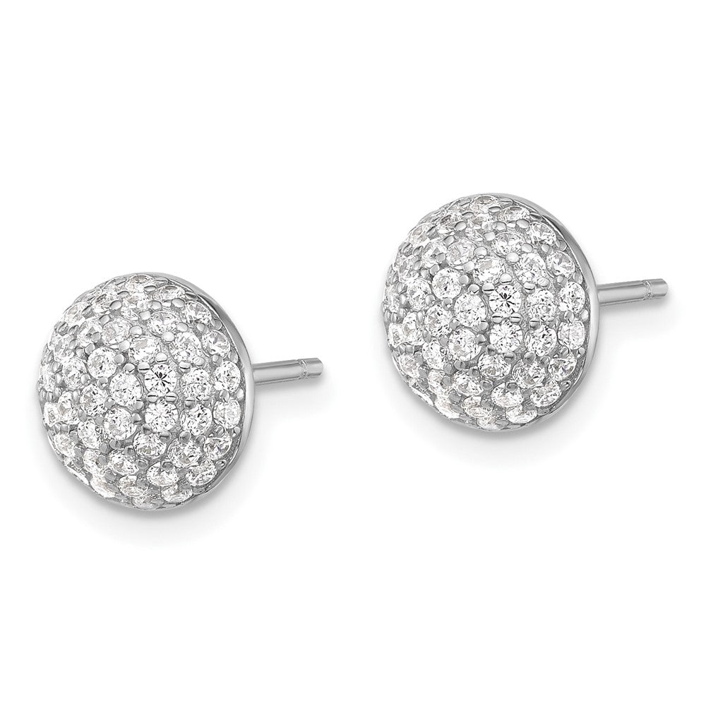 QE17030 Sterling Silver Rhodium-plated Pav������ CZ Domed Post Earrings