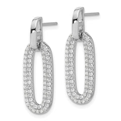 QE17035 Sterling Silver Rhodium-plated Micro Pave CZ Post Dangle Earrings