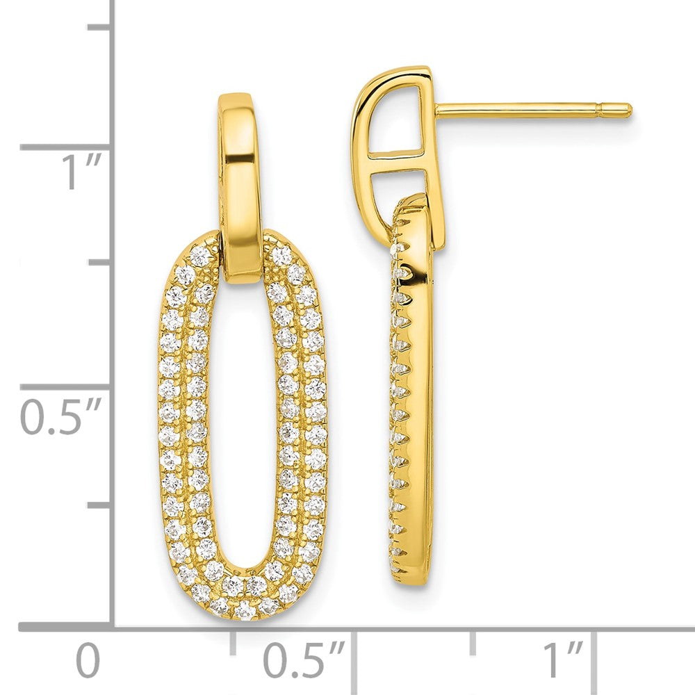 QE17035GP Sterling Silver Gold-tone Micro Pave CZ Post Dangle Earrings