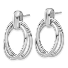 QE17041 Sterling Silver Rhodium-plated Hollow Double Link Post Dangle Earrings
