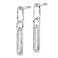 QE17050 Sterling Silver E-coated CZ Post Dangle Earrings