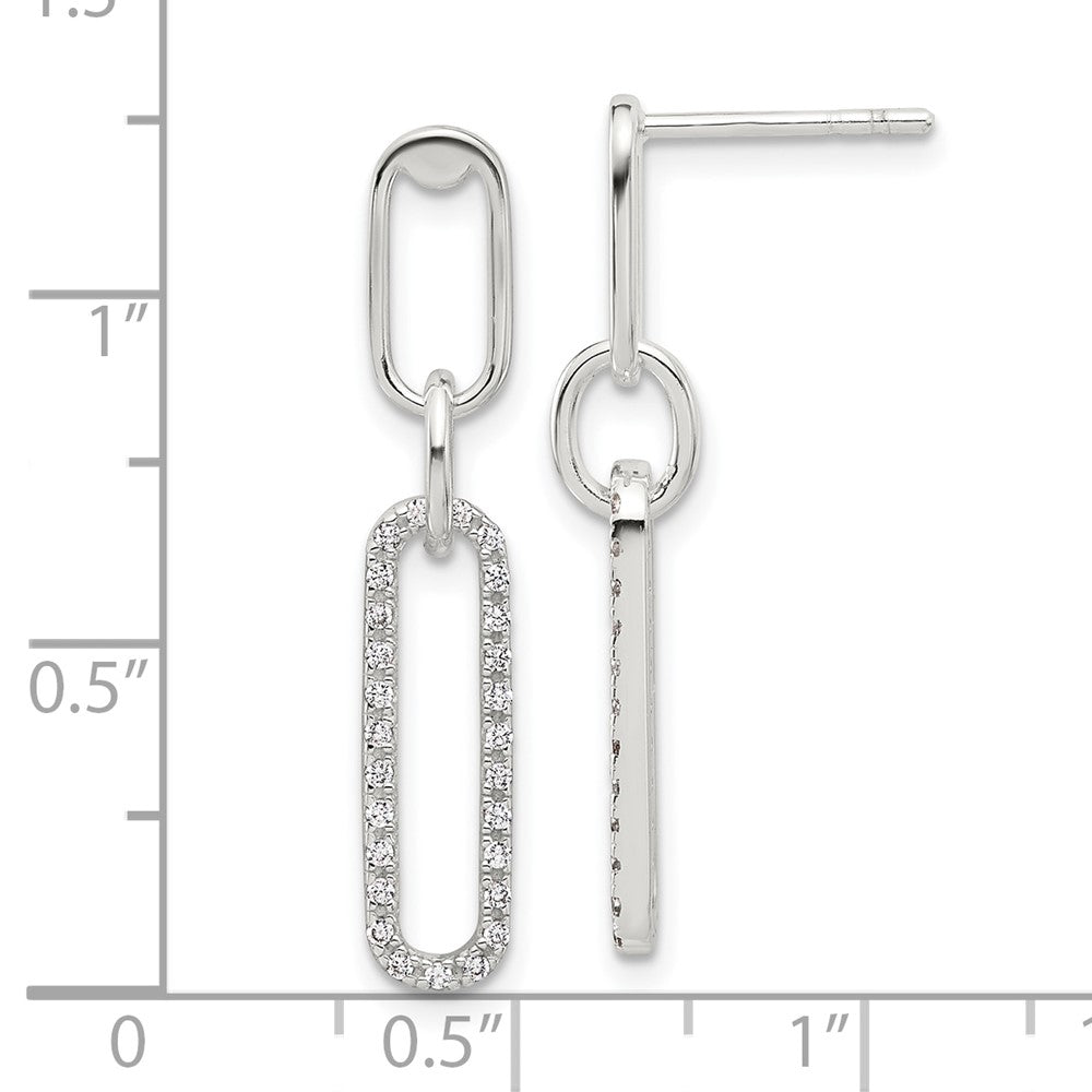 QE17050 Sterling Silver E-coated CZ Post Dangle Earrings