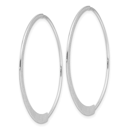 QE17054 Sterling Silver Rhodium-plated Brushed/Textured Threader Hoop Earrings