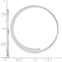 QE17054 Sterling Silver Rhodium-plated Brushed/Textured Threader Hoop Earrings