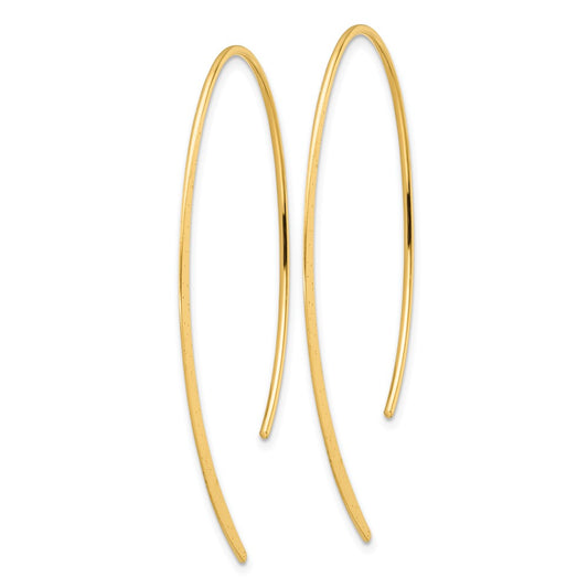QE17055GP Sterling Silver .50 Micron 18K Gold Plated Brushed and Lasered Threader Earrings
