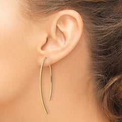 QE17055GP Sterling Silver .50 Micron 18K Gold Plated Brushed and Lasered Threader Earrings