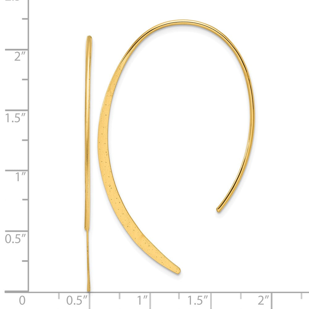 QE17055GP Sterling Silver .50 Micron 18K Gold Plated Brushed and Lasered Threader Earrings