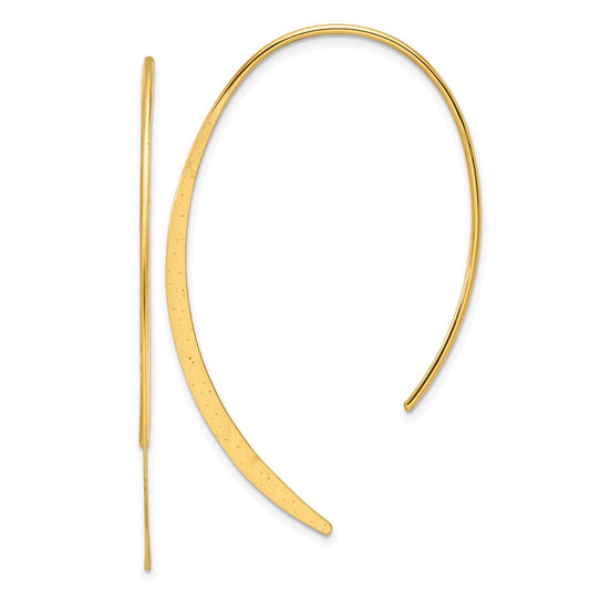 QE17055GP Sterling Silver .50 Micron 18K Gold Plated Brushed and Lasered Threader Earrings