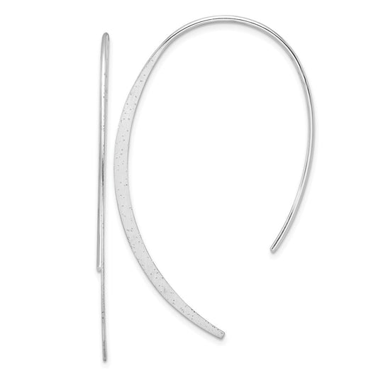 QE17055 Sterling Silver Rhodium-plated Brushed and Lasered Threader Earrings