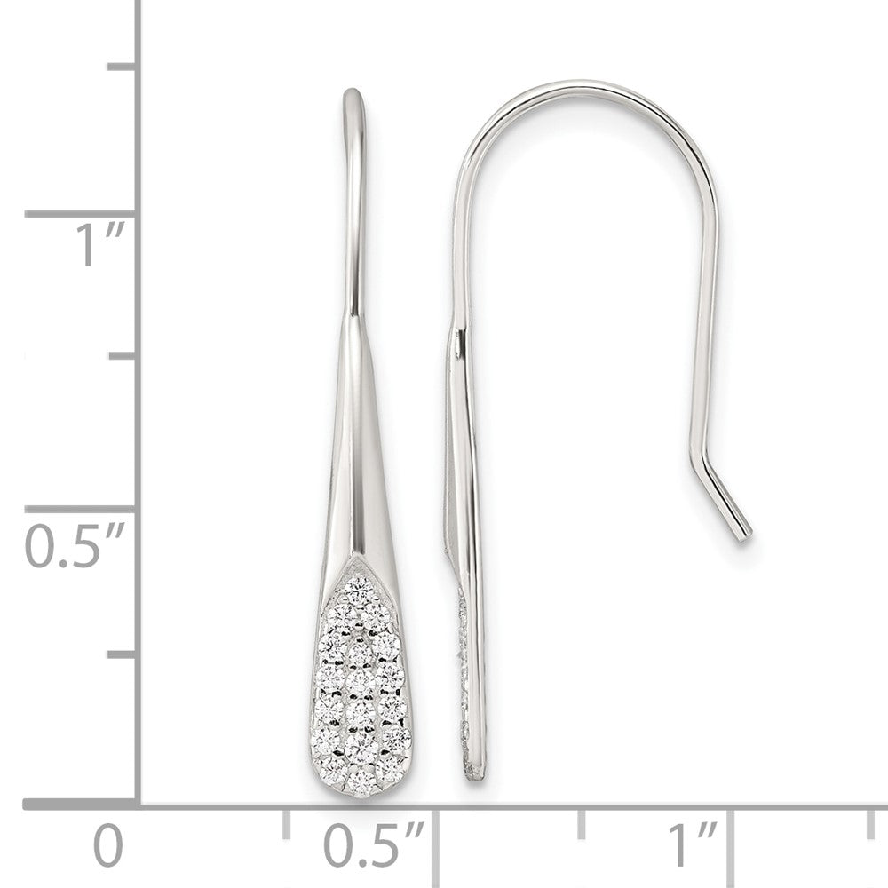 QE17056 Sterling Silver Polished CZ Drop Dangle Earrings