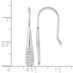 QE17056 Sterling Silver Polished CZ Drop Dangle Earrings
