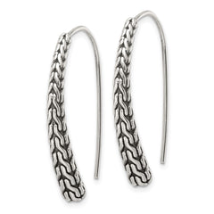 QE17060 Sterling Silver Polished and Antiqued Textured Dangle Earrings