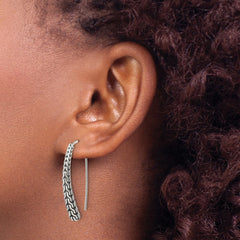 QE17060 Sterling Silver Polished and Antiqued Textured Dangle Earrings