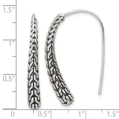 QE17060 Sterling Silver Polished and Antiqued Textured Dangle Earrings