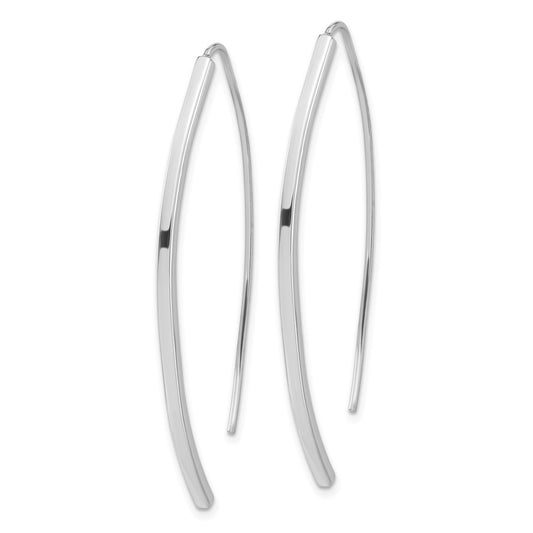 QE17061 Sterling Silver Rhodium-plated Polished Threader Bar Earrings