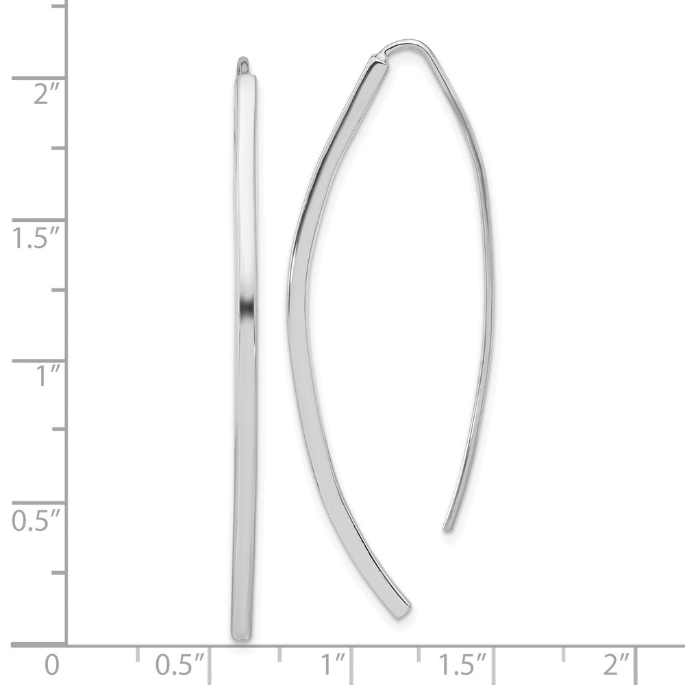 QE17061 Sterling Silver Rhodium-plated Polished Threader Bar Earrings