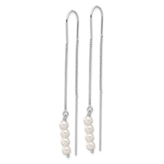 QE17062 Sterling Silver Rhodium-plated Freshwater Cultured Pearl Threader Earrings