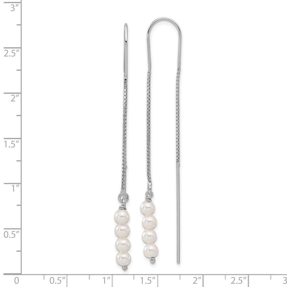 QE17062 Sterling Silver Rhodium-plated Freshwater Cultured Pearl Threader Earrings