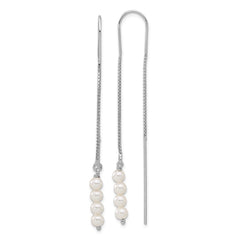 QE17062 Sterling Silver Rhodium-plated Freshwater Cultured Pearl Threader Earrings