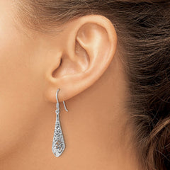 QE17072 Sterling Silver Rhod-plated Polished Puffed Filigree Flower Earrings