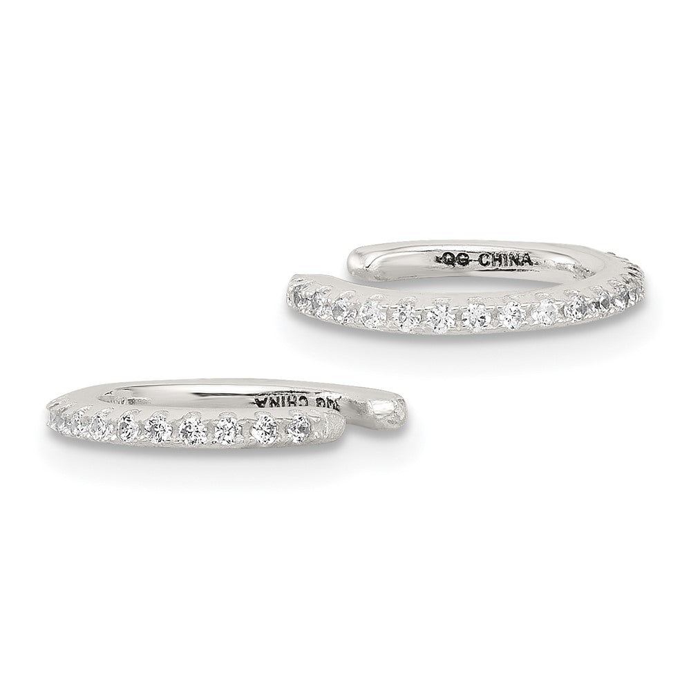 QE17077 Sterling Silver E-Coating Polished CZ Pair of 2 Cuff Earrings