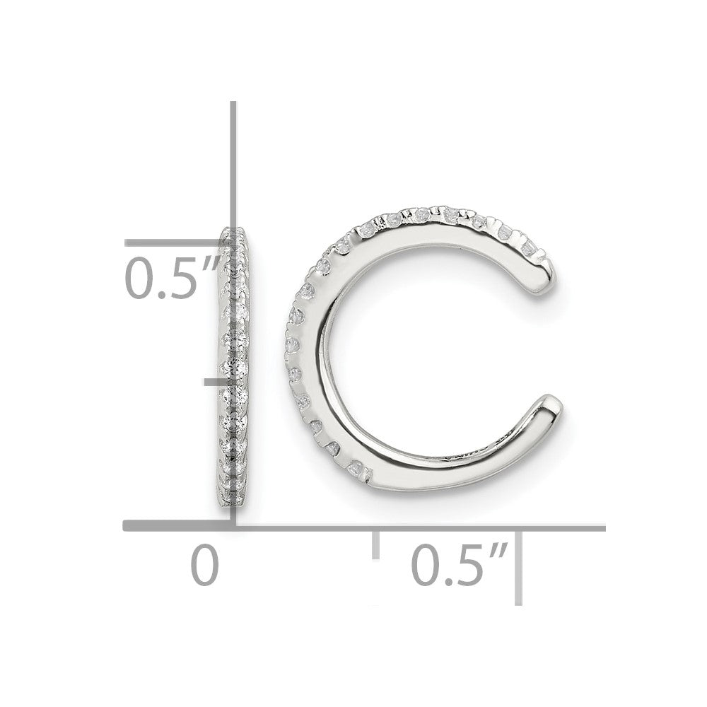 QE17077 Sterling Silver E-Coating Polished CZ Pair of 2 Cuff Earrings