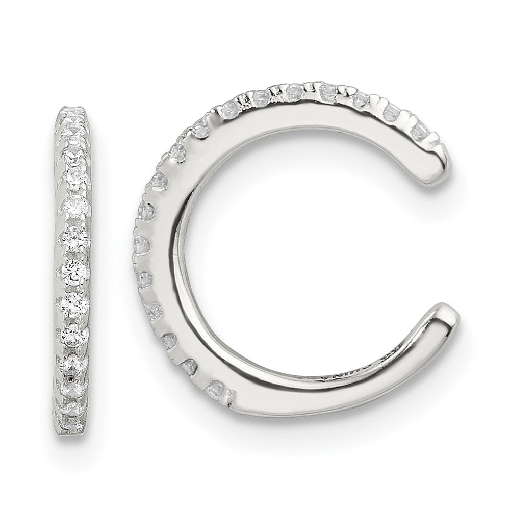 QE17077 Sterling Silver E-Coating Polished CZ Pair of 2 Cuff Earrings