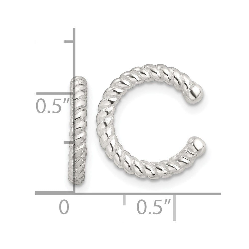 QE17080 Sterling Silver E-Coating Polished Twisted Pair of 2 Cuff Earrings
