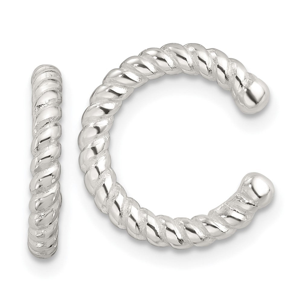 QE17080 Sterling Silver E-Coating Polished Twisted Pair of 2 Cuff Earrings