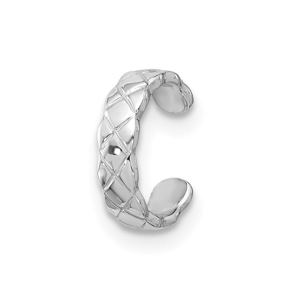 QE17081 Sterling Silver RH-pltd Polished Criss-cross Design Single Cuff Earring